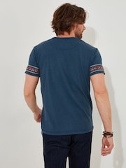 Joe Browns Blue Washed Aztec Style Trim Customised Short Sleeve T-Shirt - Image 4 of 5