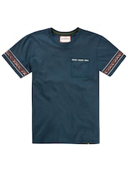 Joe Browns Blue Washed Aztec Style Trim Customised Short Sleeve T-Shirt - Image 5 of 5