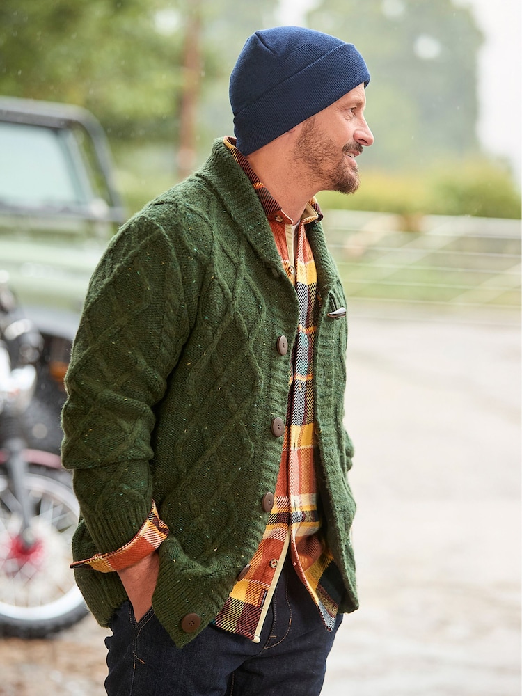 Joe Browns Green Cable Knit Shawl Neck Cardigan - Image 1 of 8