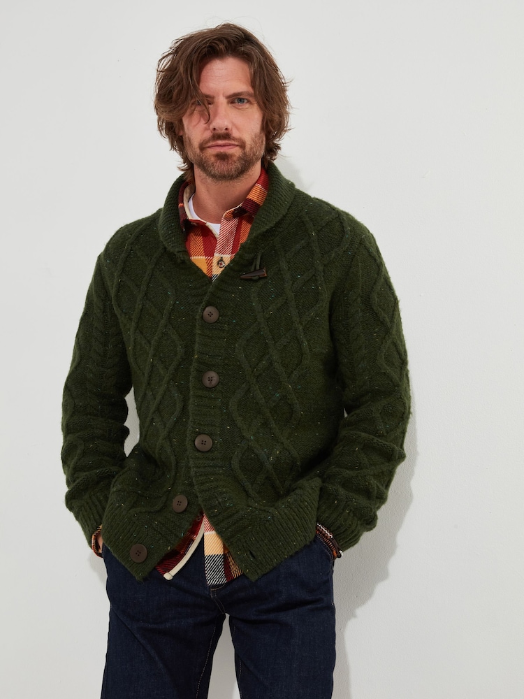 Joe Browns Green Cable Knit Shawl Neck Cardigan - Image 2 of 8
