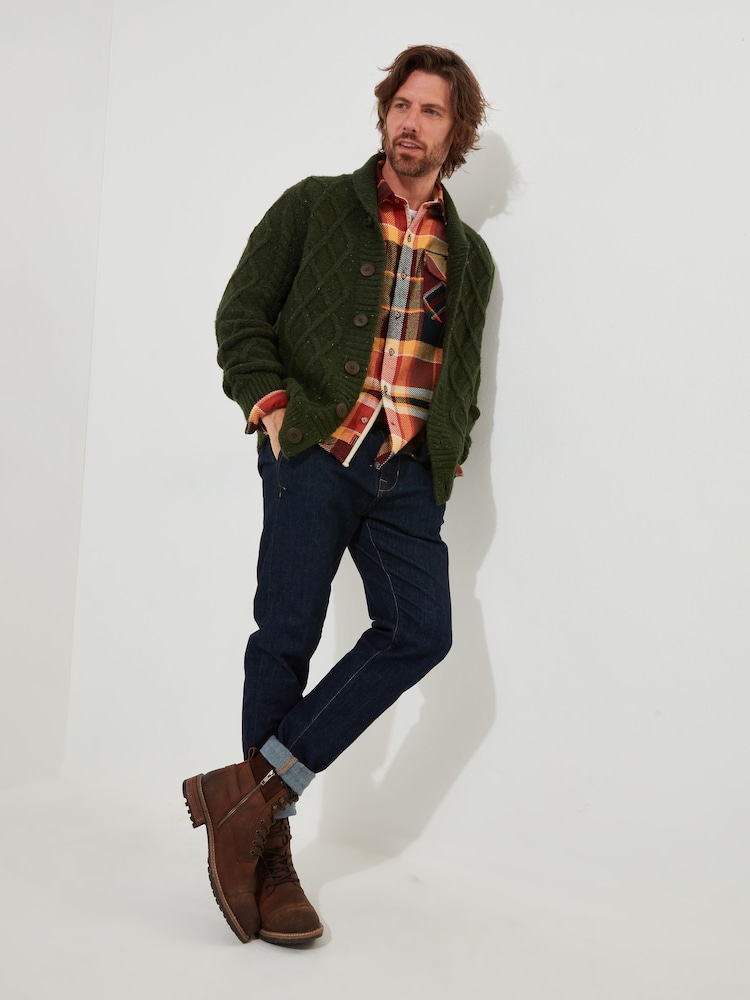 Joe Browns Green Cable Knit Shawl Neck Cardigan - Image 3 of 8