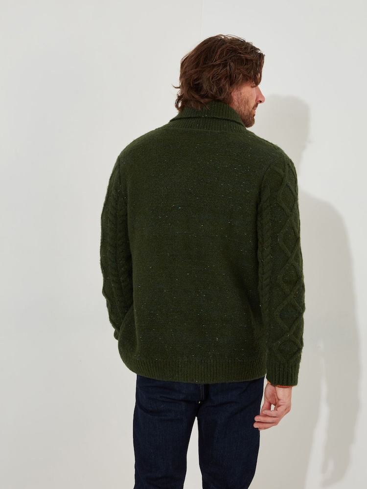 Joe Browns Green Cable Knit Shawl Neck Cardigan - Image 4 of 8