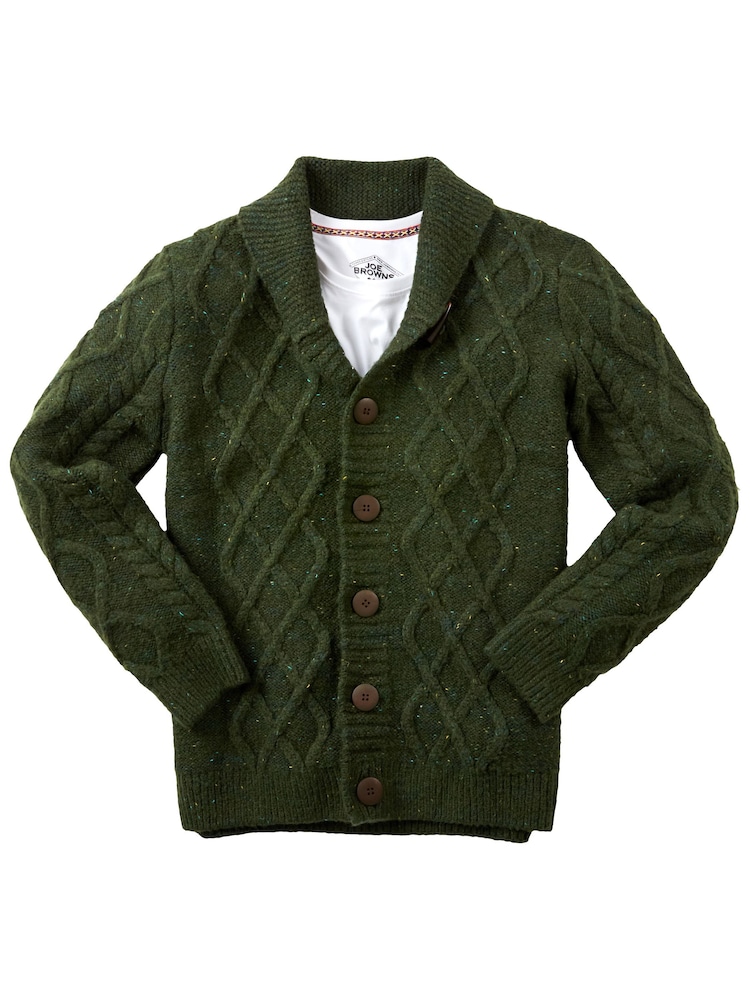 Joe Browns Green Cable Knit Shawl Neck Cardigan - Image 7 of 8