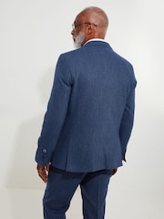Joe Browns Blue Regular Fit Navy Herringbone Wool Blend Blazer - Image 5 of 8