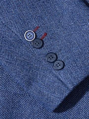Joe Browns Blue Regular Fit Navy Herringbone Wool Blend Blazer - Image 8 of 8