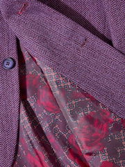 Joe Browns Purple Single Breasted Wool Blend Herringbone Regular Fit Blazer - Image 10 of 10