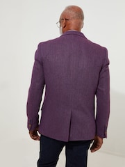 Joe Browns Purple Single Breasted Wool Blend Herringbone Regular Fit Blazer - Image 5 of 10