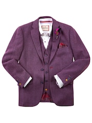 Joe Browns Purple Single Breasted Wool Blend Herringbone Regular Fit Blazer - Image 8 of 10