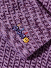 Joe Browns Purple Single Breasted Wool Blend Herringbone Regular Fit Blazer - Image 9 of 10
