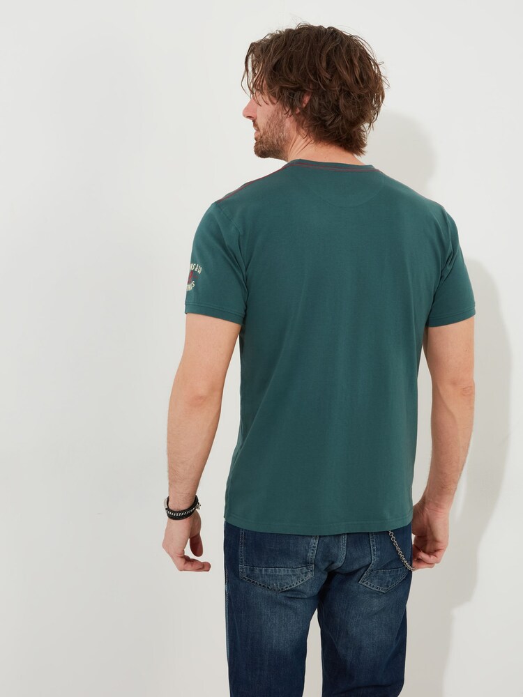 Joe Browns Green 100% Cotton Joes Bar Short Sleeve Washed Graphic T-Shirt - Image 2 of 6