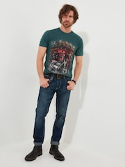 Joe Browns Green 100% Cotton Joes Bar Short Sleeve Washed Graphic T-Shirt - Image 3 of 6