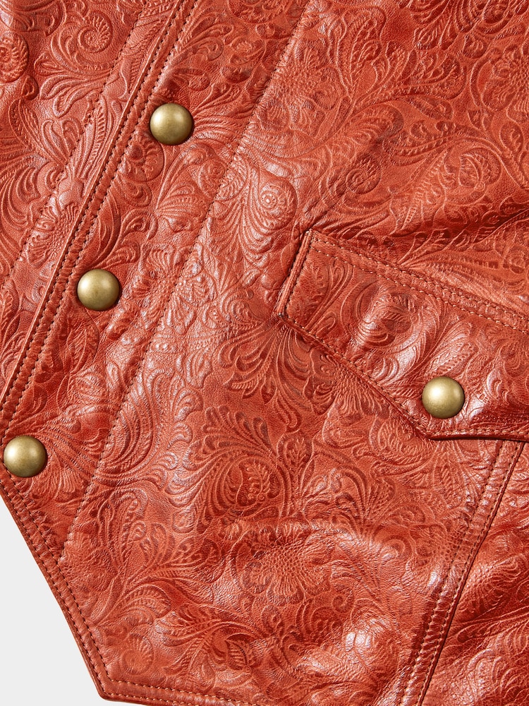 Joe Browns – Vintage-Lederweste mit floraler Prägung - Bild 10 von 10 Joe Browns – Vintage-Lederweste mit floraler Prägung - Bild 10 von 10
