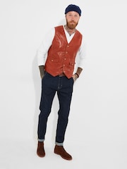 Joe Browns Red Vintage Floral Embossed Leather Waistcoat - Image 7 of 10