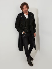 Joe Browns Black Longline Nubuck Suede Double Breasted Military Coat - Image 4 of 8
