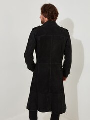 Joe Browns Black Longline Nubuck Suede Double Breasted Military Coat - Image 5 of 8