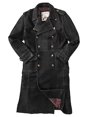 Joe Browns Black Longline Nubuck Suede Double Breasted Military Coat - Image 8 of 8