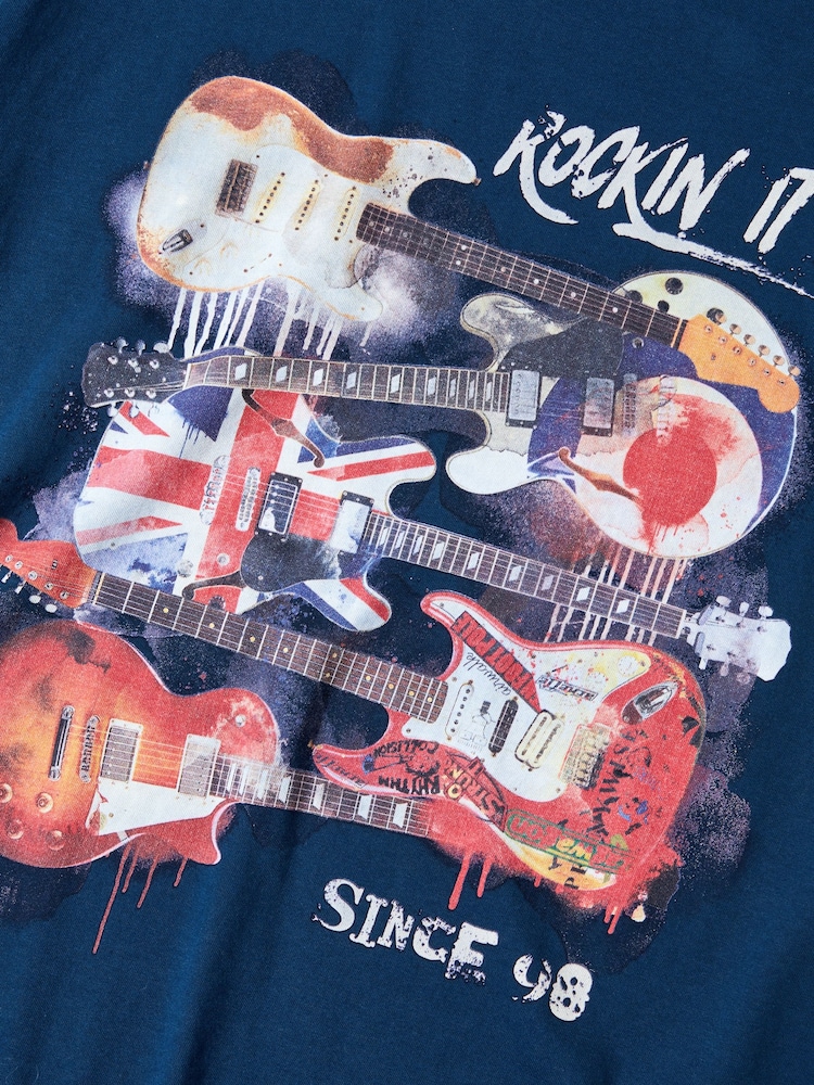 Joe Browns Blue Union Jack Guitar Short Sleeve Graphic T-Shirt - Image 6 of 6