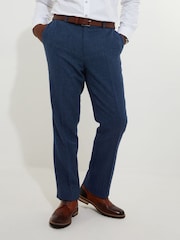 Joe Browns Blue Herringbone Straight Leg Tailored Suit: Trousers - Image 1 of 6