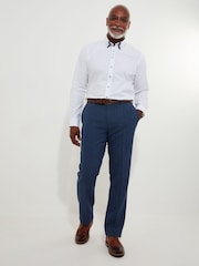 Joe Browns Blue Herringbone Straight Leg Tailored Suit: Trousers - Image 2 of 6