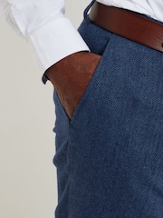 Joe Browns Blue Herringbone Straight Leg Tailored Suit: Trousers - Image 3 of 6