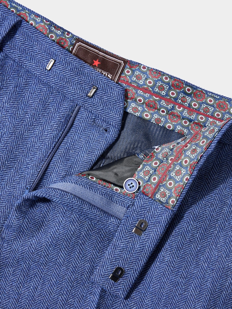 Joe Browns Blue Herringbone Straight Leg Tailored Suit: Trousers - Image 6 of 6