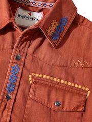 Joe Browns Orange Rust Customised Hand-Stitched Long Sleeve 100% Cotton Shirt - Image 7 of 9