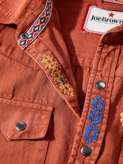 Joe Browns Orange Rust Customised Hand-Stitched Long Sleeve 100% Cotton Shirt - Image 9 of 9