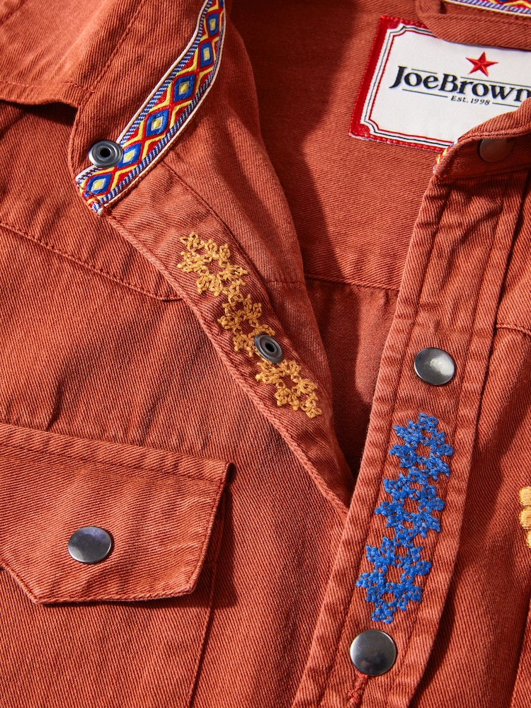 Joe Browns Orange Rust Customised Hand-Stitched Long Sleeve 100% Cotton Shirt - Image 9 of 9