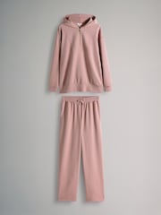 The Set Pink Oversized Modal Zip Through Sweatshirt & Joggers Set - Image 1 of 6