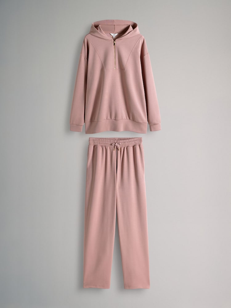 The Set Pink Oversized Modal Zip Through Sweatshirt & Joggers Set - Image 1 of 6