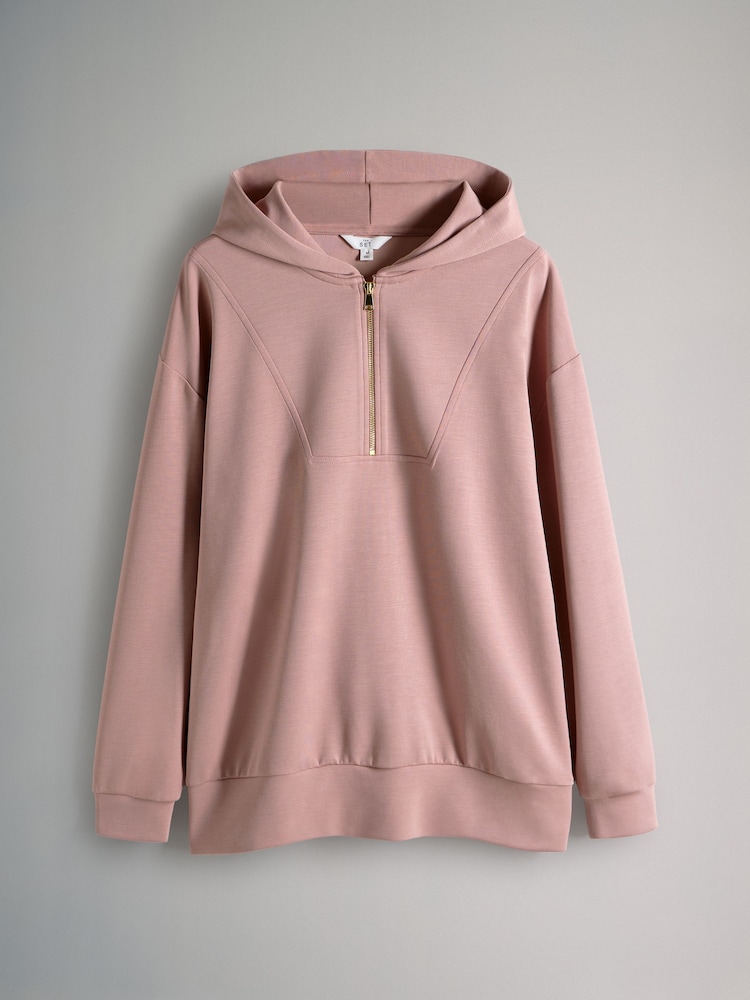 The Set Pink Oversized Modal Zip Through Sweatshirt & Joggers Set - Image 2 of 6