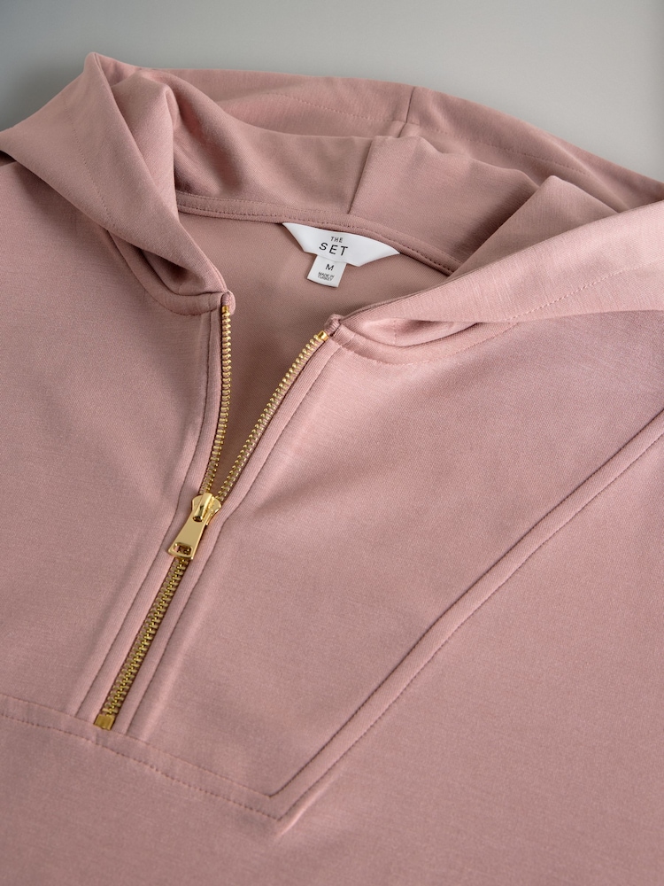 Rose - The Set Ensemble Sweat-shirt et jogging zippés en modal surdimensionné - Image 4 of 6