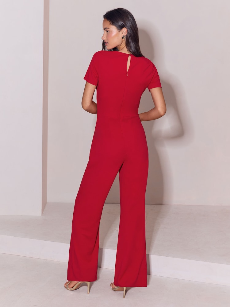 Lipsy Red Petite Short Sleeve Splice Jumpsuit - Image 5 of 5 Lipsy Red Petite Short Sleeve Splice Jumpsuit - Image 5 of 5