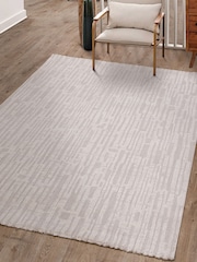 THE RUG EDIT Soft Grey Axel Textured Stripe Rug - Image 1 of 9