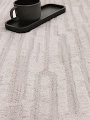 THE RUG EDIT Soft Grey Axel Textured Stripe Rug - Image 2 of 9