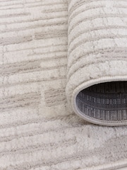 THE RUG EDIT Soft Grey Axel Textured Stripe Rug - Image 7 of 9