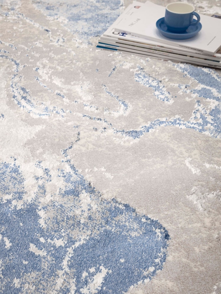 THE RUG EDIT Blue Ritz Marble Rug - Image 2 of 9
