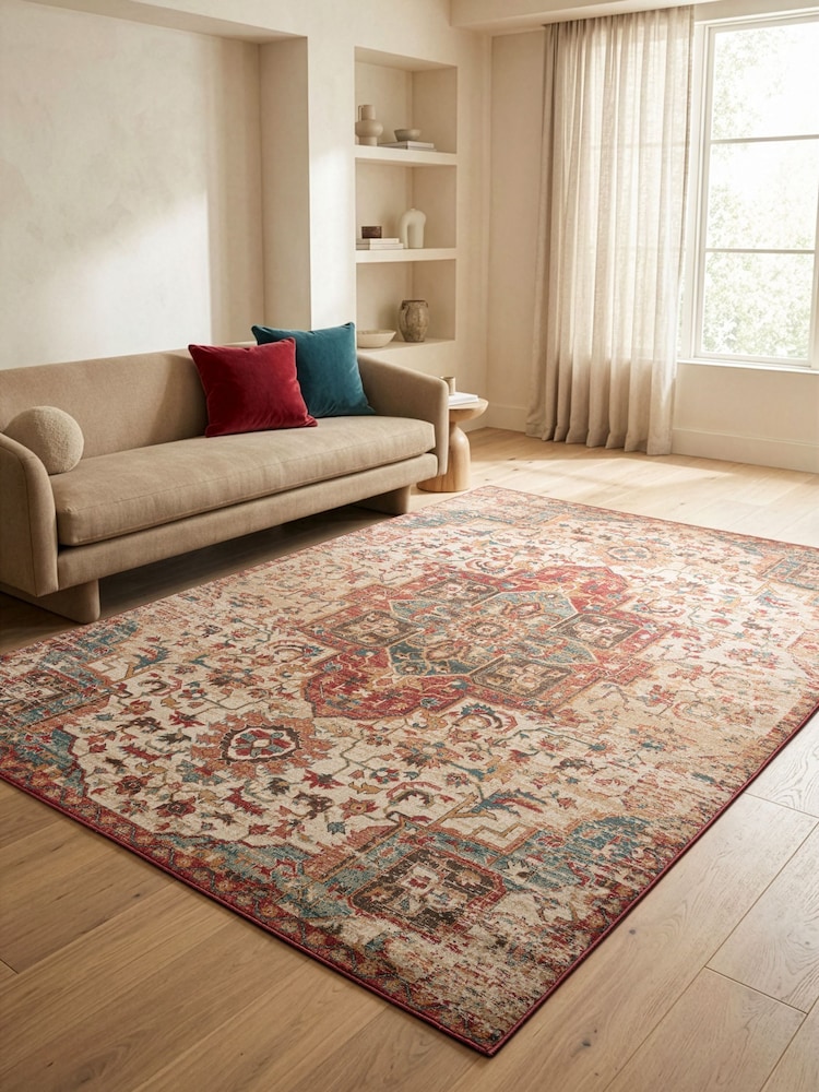 THE RUG EDIT Red Multi Raja Medallion Rug - Image 1 of 6 THE RUG EDIT Red Multi Raja Medallion Rug - Image 1 of 6