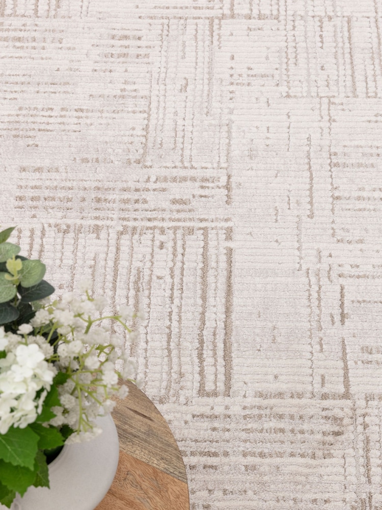 THE RUG EDIT Cream Axel Crosshatch Rug - Image 2 of 6 THE RUG EDIT Cream Axel Crosshatch Rug - Image 2 of 6