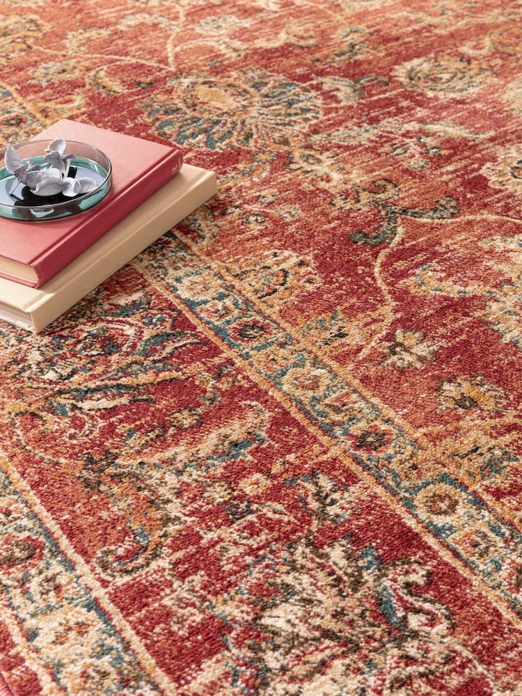THE RUG EDIT Red Raja Border Rug - Image 2 of 6 THE RUG EDIT Red Raja Border Rug - Image 2 of 6