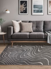 THE RUG EDIT Charcoal Axel Wave Rug - Image 1 of 8
