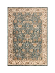 THE RUG EDIT Teal Cream Raja Border Rug - Image 3 of 9