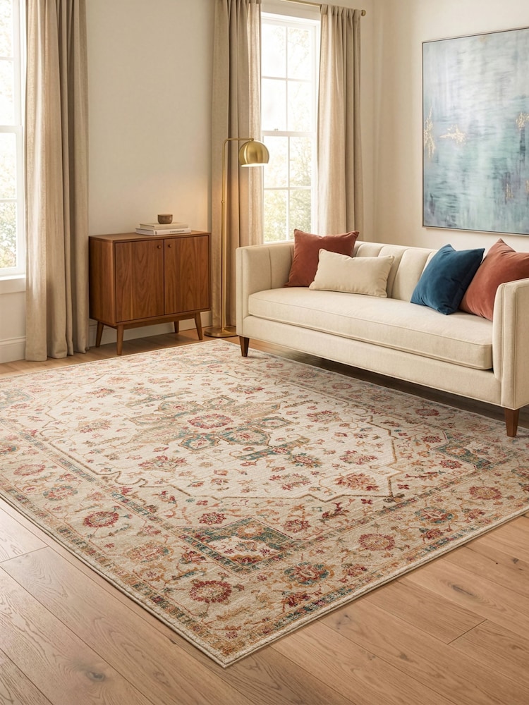 THE RUG EDIT Cream Multi Raja Medallion Rug - Image 1 of 9 THE RUG EDIT Cream Multi Raja Medallion Rug - Image 1 of 9