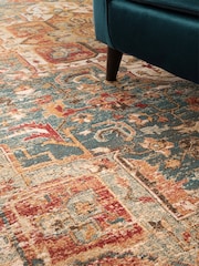 THE RUG EDIT Teal Multi Raja Medallion Rug - Image 2 of 9