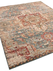 THE RUG EDIT Teal Multi Raja Medallion Rug - Image 3 of 9