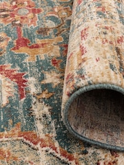 THE RUG EDIT Teal Multi Raja Medallion Rug - Image 5 of 9