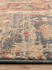 THE RUG EDIT Teal Multi Raja Medallion Rug - Image 8 of 9