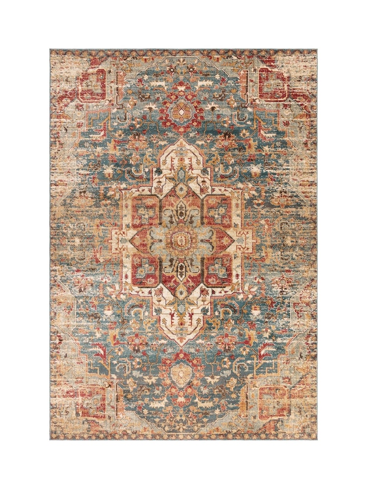 THE RUG EDIT Teal Multi Raja Medallion Rug - Image 9 of 9 THE RUG EDIT Teal Multi Raja Medallion Rug - Image 9 of 9