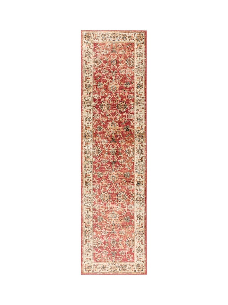 THE RUG EDIT Red Cream Raja Border Rug - Image 1 of 6 THE RUG EDIT Red Cream Raja Border Rug - Image 1 of 6