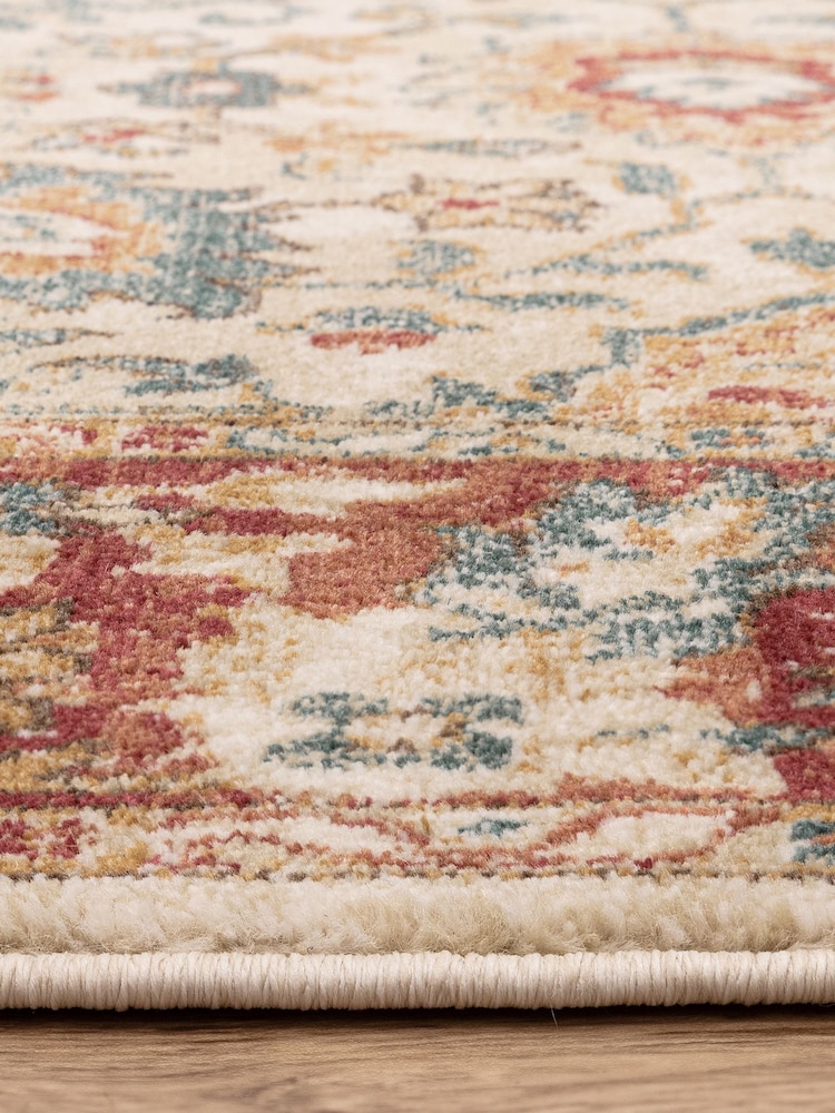 THE RUG EDIT Cream Red Raja Border Rug - Image 6 of 6 THE RUG EDIT Cream Red Raja Border Rug - Image 6 of 6